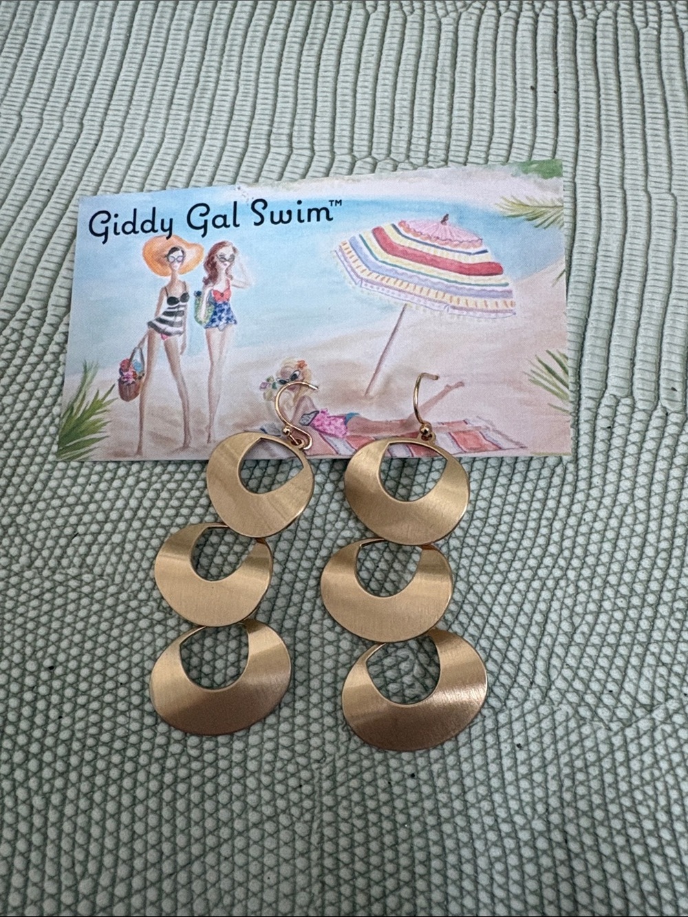 Gold Triple-Circle Dangle Earrings